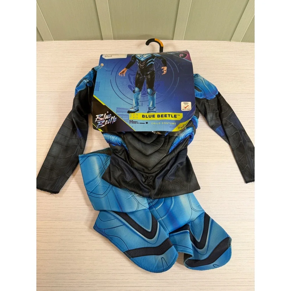 DC Comics Blue Beetle Child Costume Padded Muscle Jumpsuit Mask Rubies Small 6